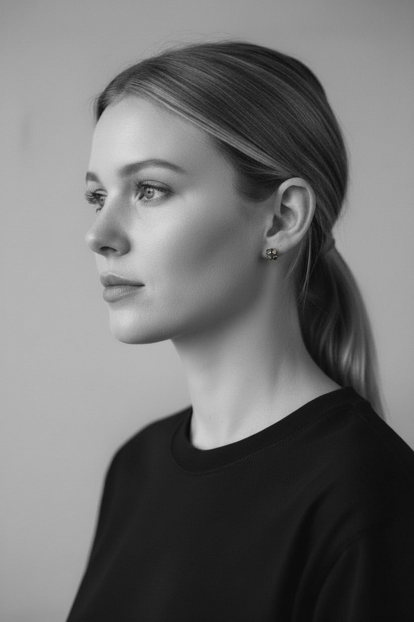 Raw Emerald stud