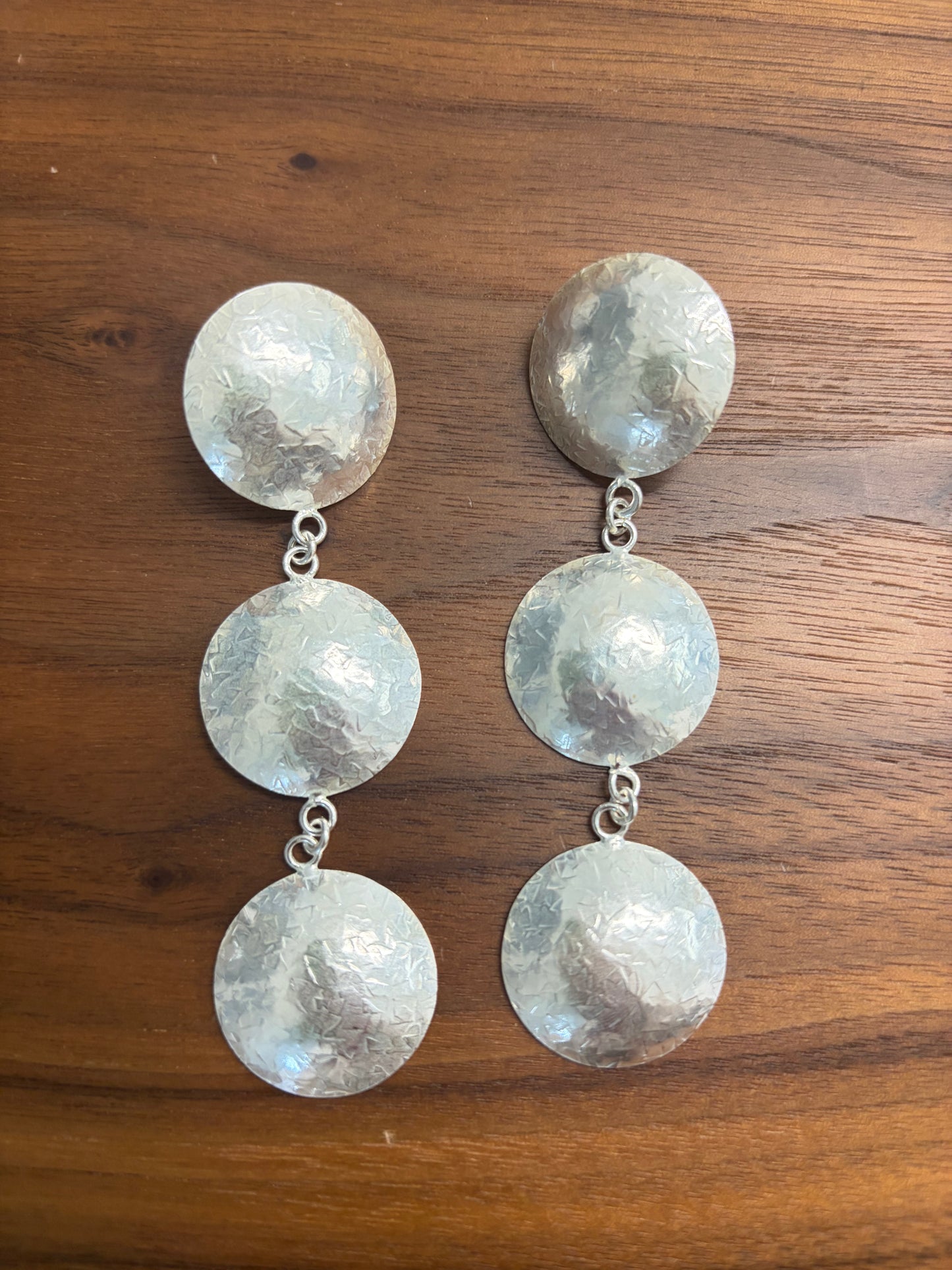 Circle Tiered Silver Earrings