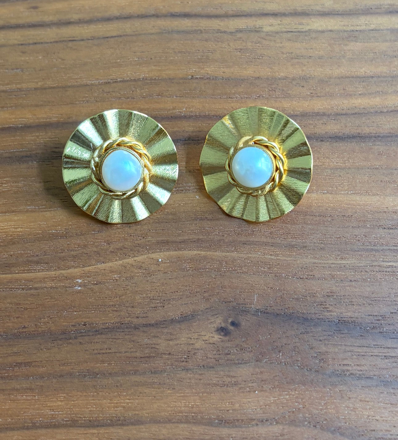 Round Stud Oversized Earring with Pearl Center