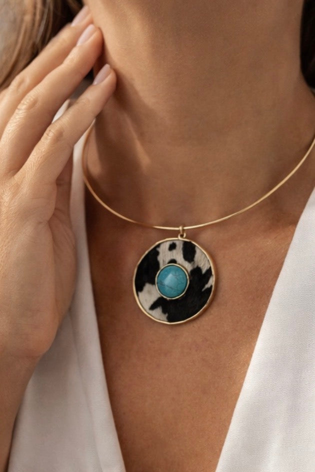 Cow print turquoise