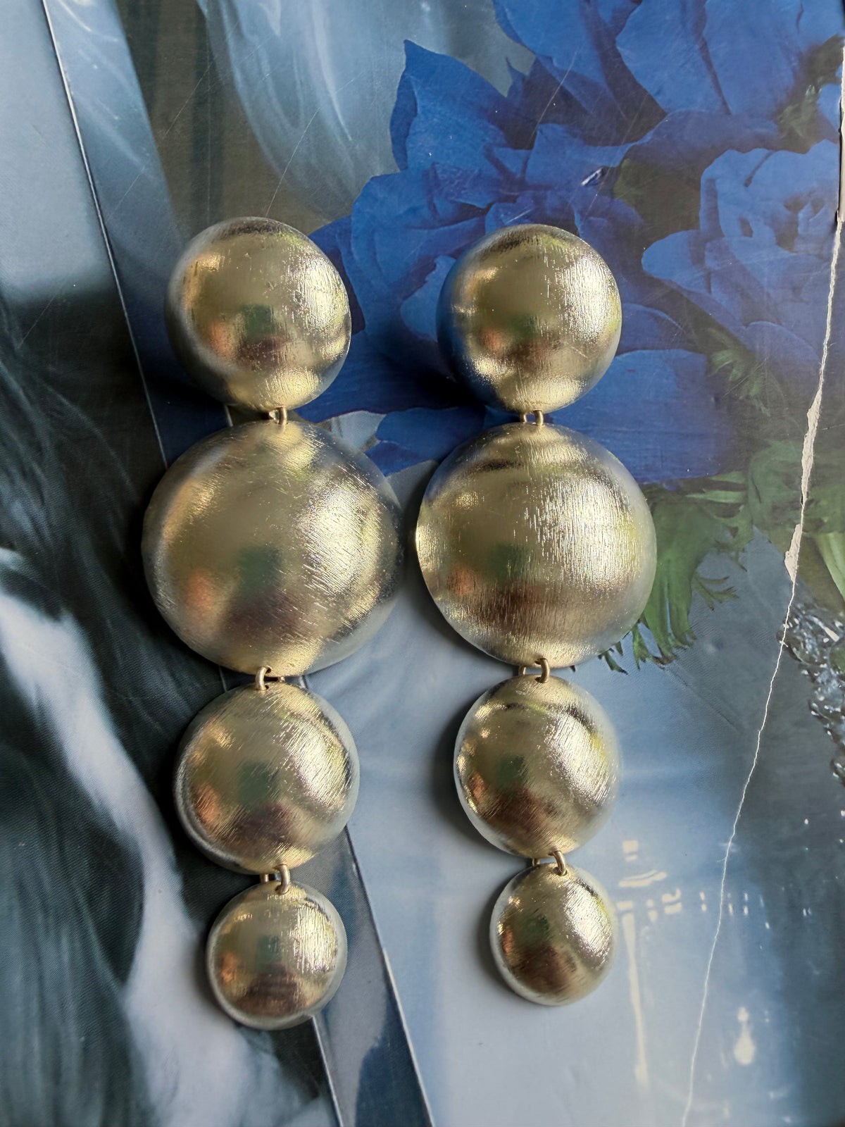 Oversized Matte Silver Tiered Disc Earrings