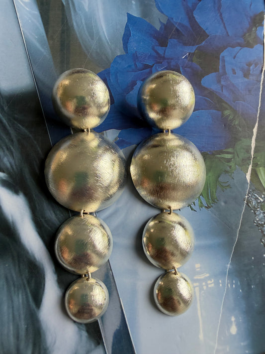 Oversized Matte Silver Tiered Disc Earrings