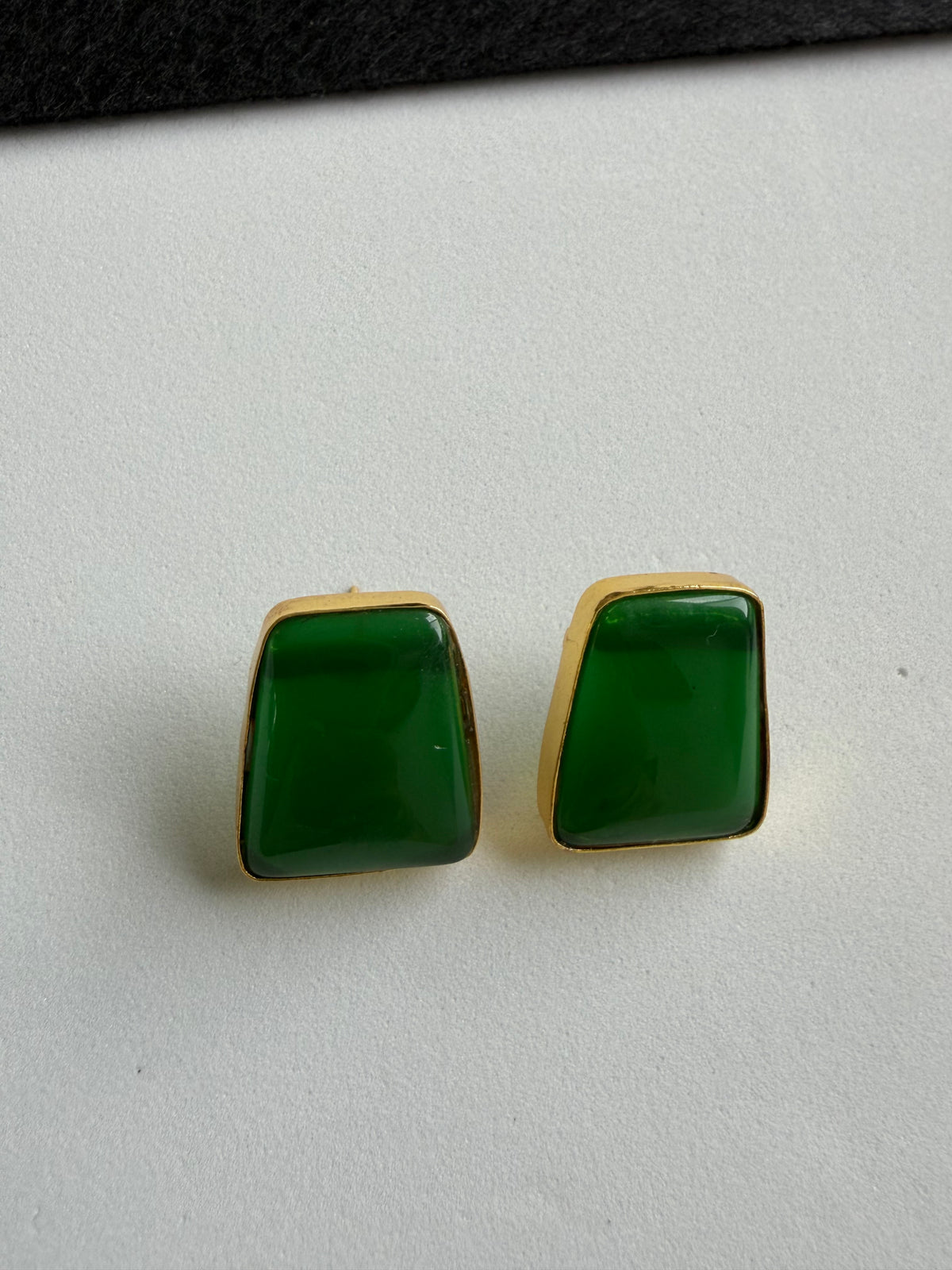 Geometric Green Onyx Stone Earrings