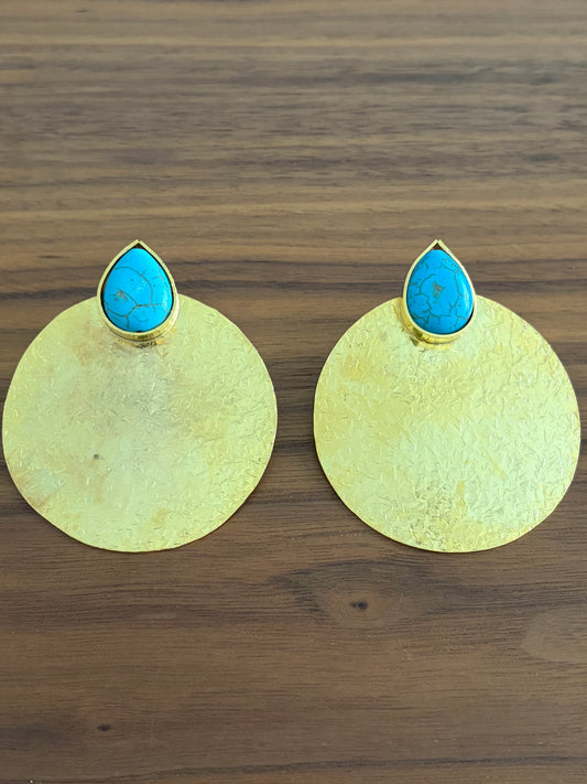 XL gold turquoise earring