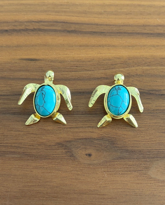 Turtle Shaped Earrings with Turquoise Center