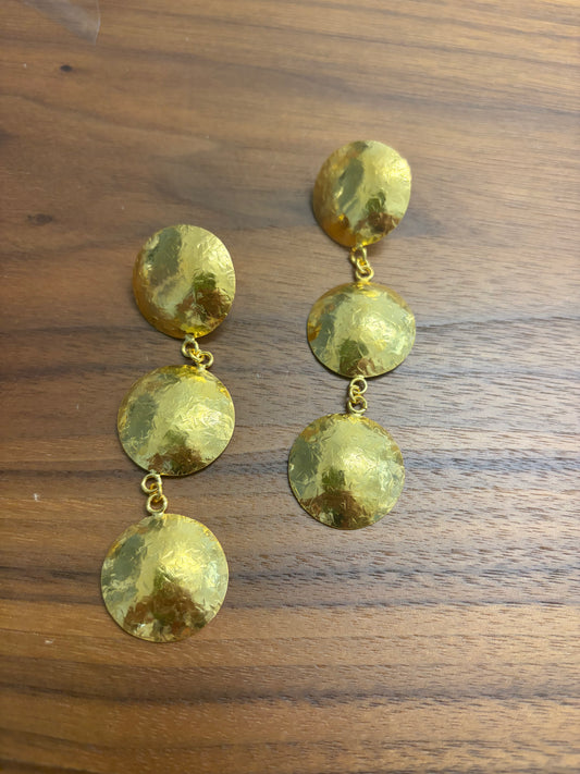 Circle Tiered Silver Earrings
